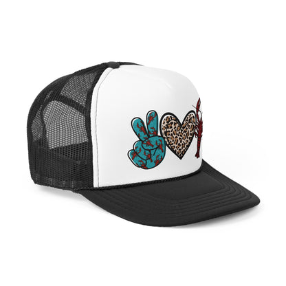 Peace Love Crawfish Trucker Cap