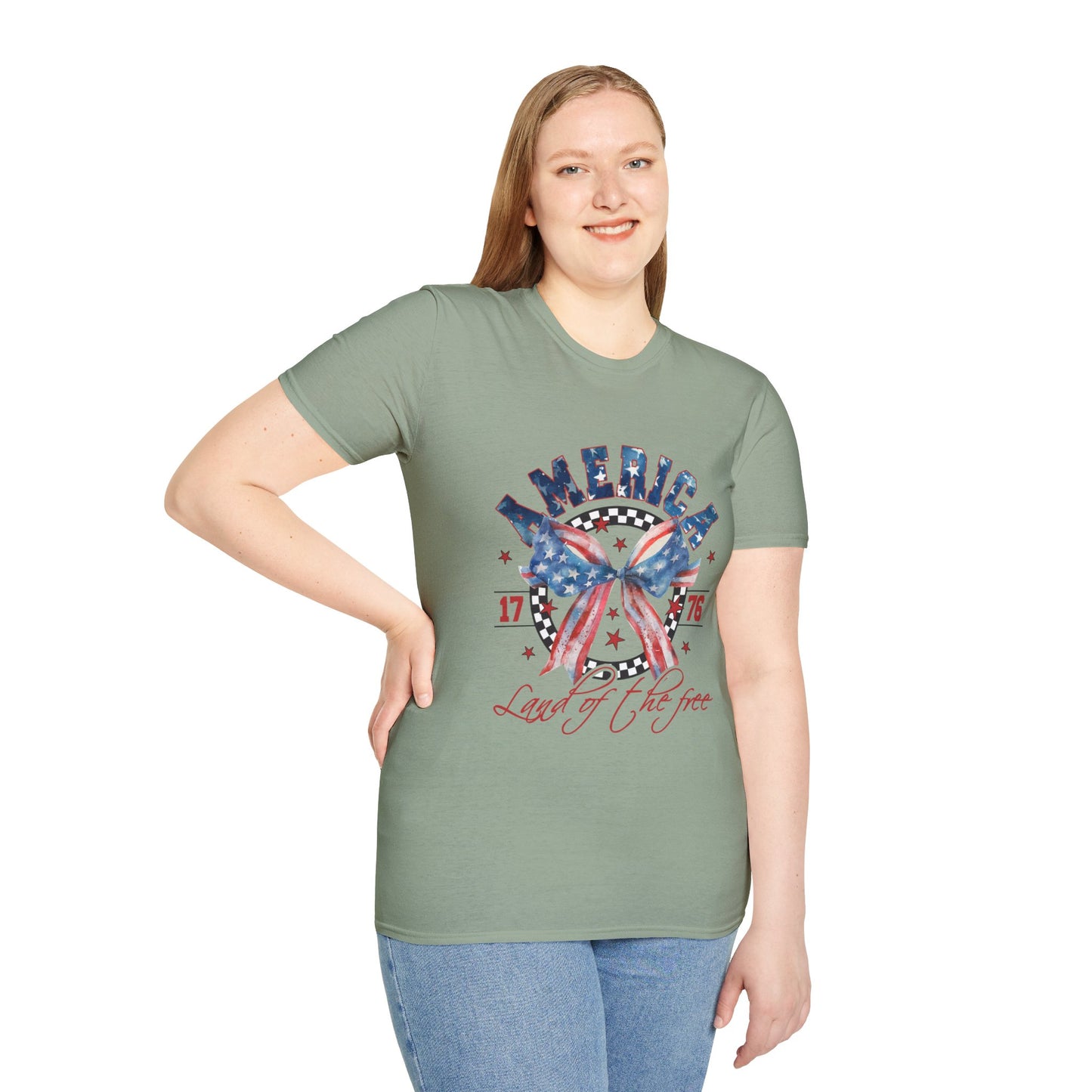 American Land of the Free Bow Unisex Softstyle T-Shirt