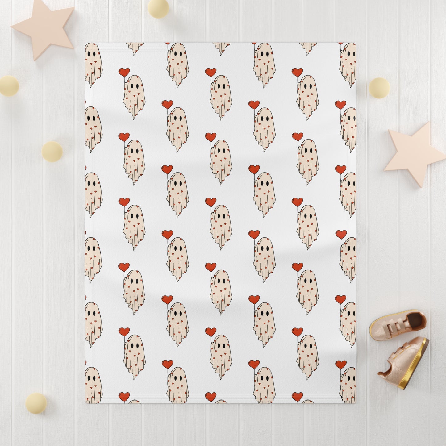 Ghost Hearts Soft Fleece Baby Blanket