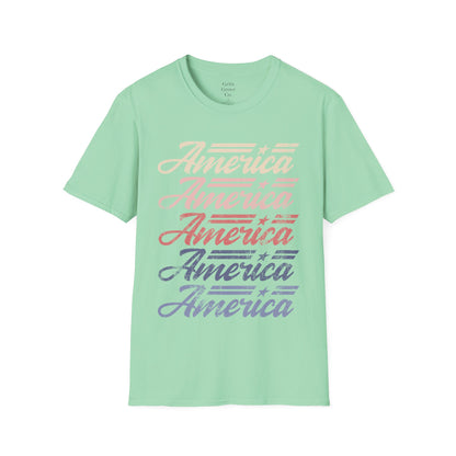 America Stacked Unisex Softstyle T-Shirt