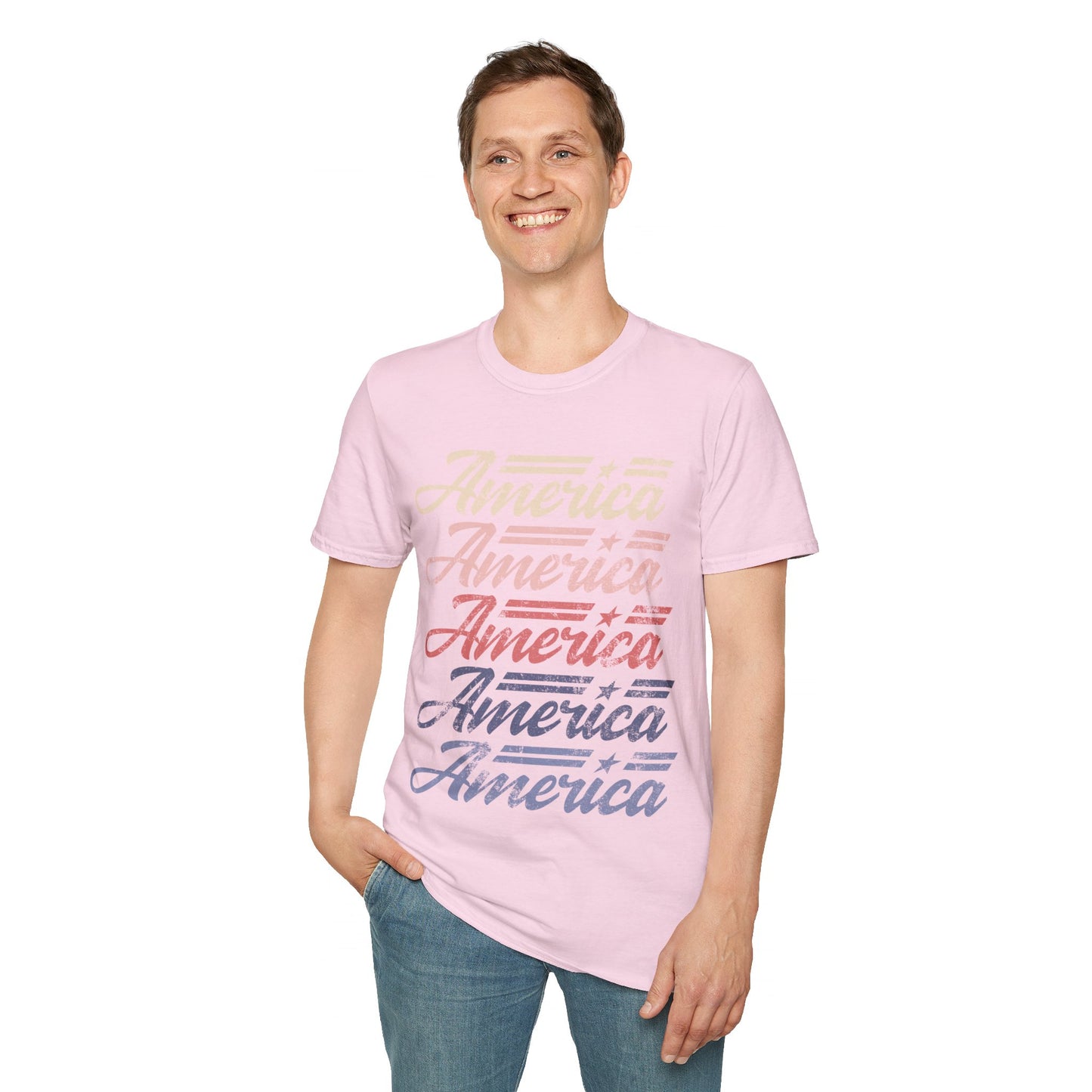 America Stacked Unisex Softstyle T-Shirt