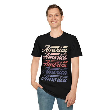 America Stacked Unisex Softstyle T-Shirt