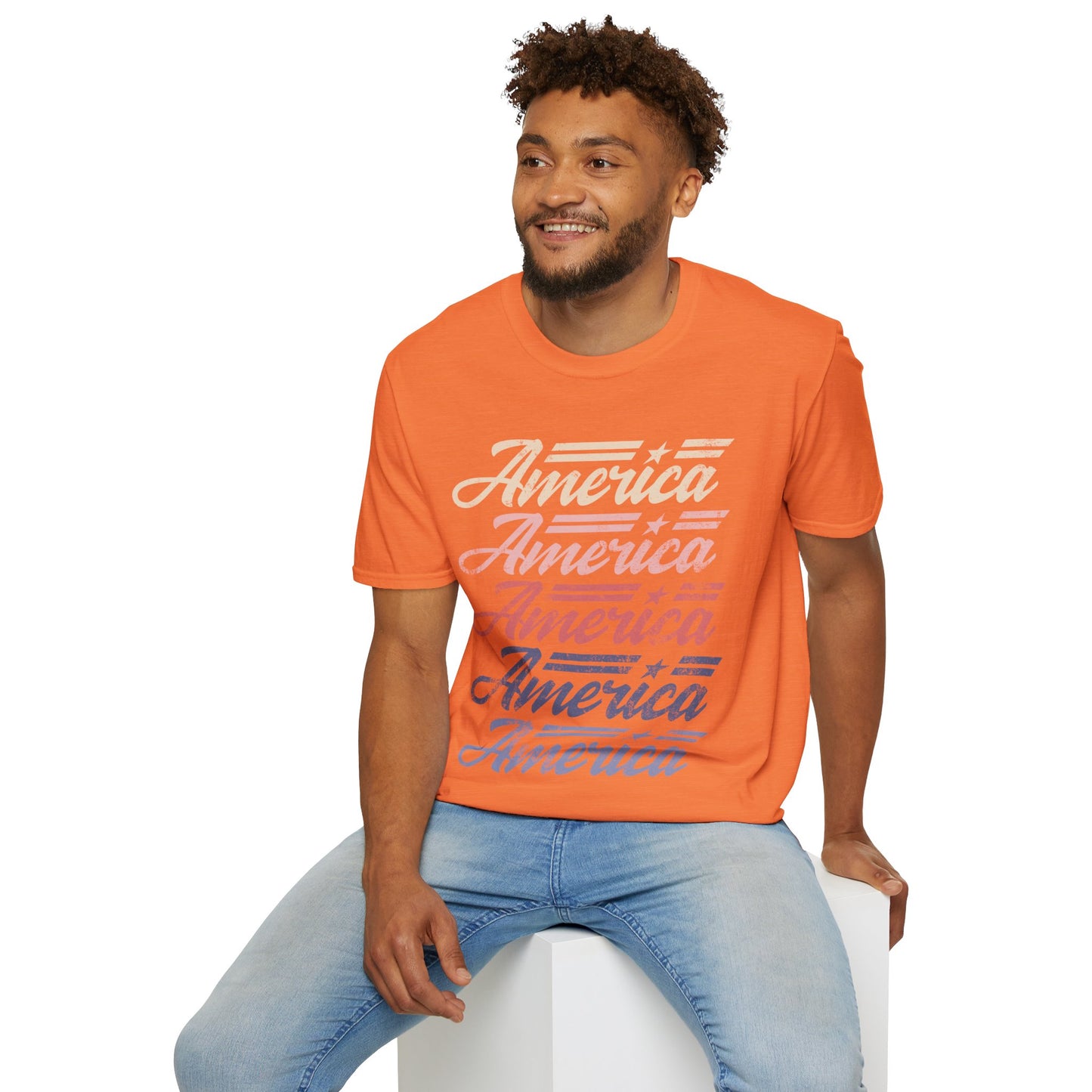 America Stacked Unisex Softstyle T-Shirt