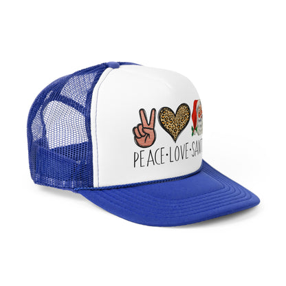 Peace Love Santa Trucker Caps