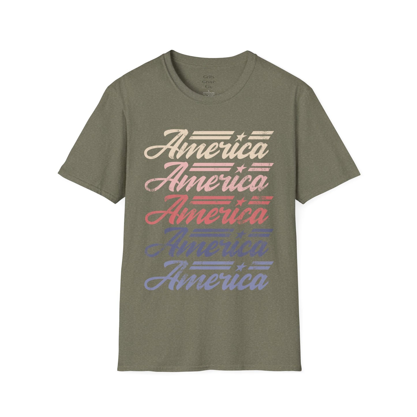 America Stacked Unisex Softstyle T-Shirt