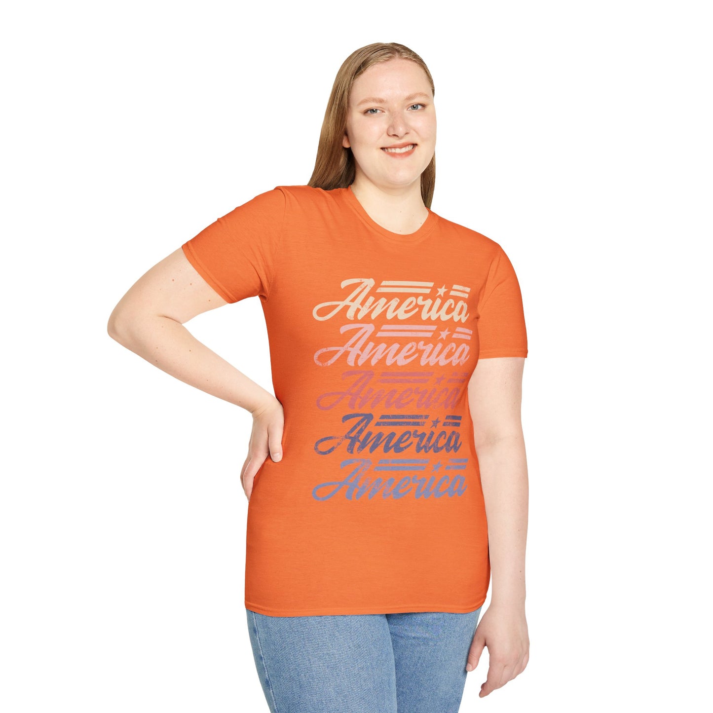 America Stacked Unisex Softstyle T-Shirt