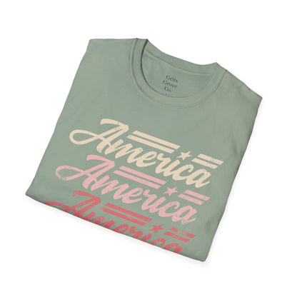 America Stacked Unisex Softstyle T-Shirt