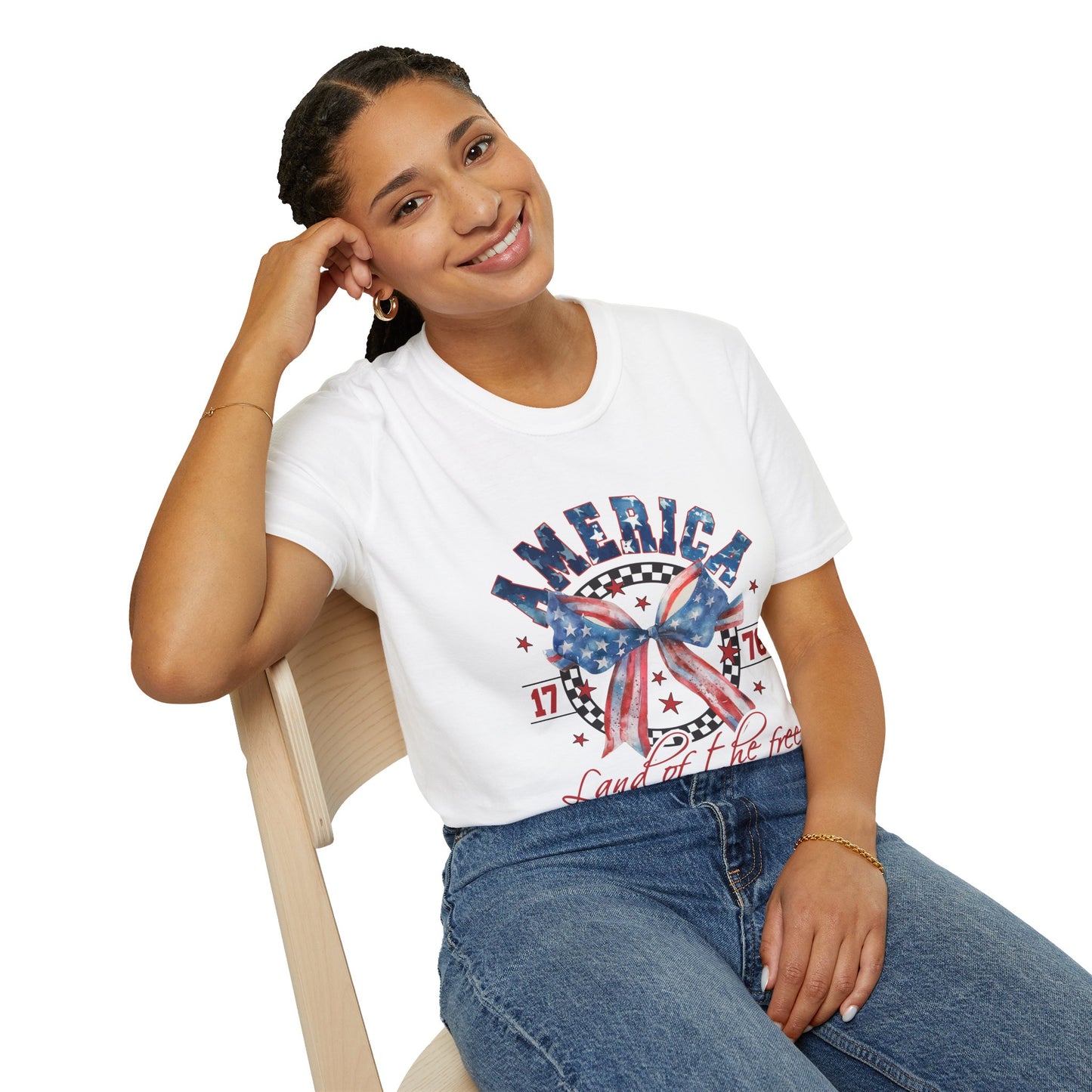 American Land of the Free Bow Unisex Softstyle T-Shirt