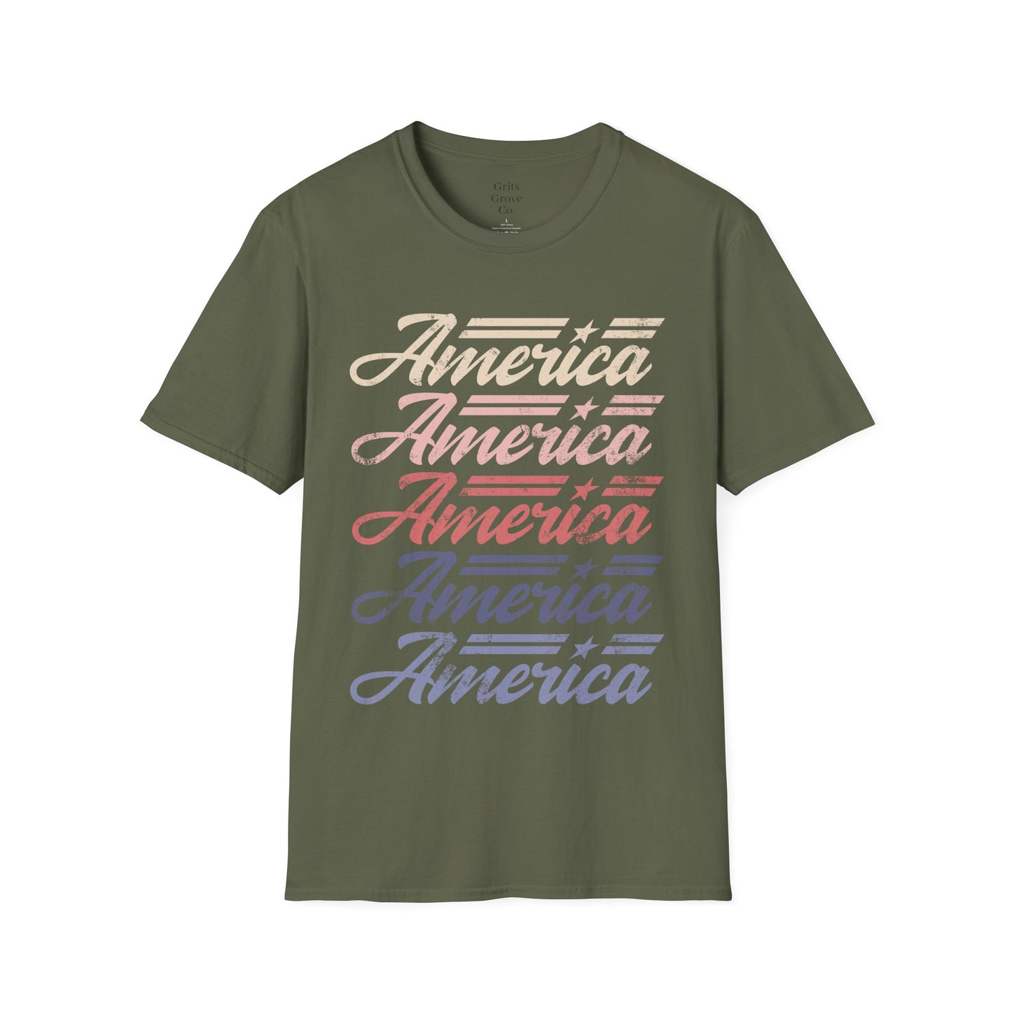 America Stacked Unisex Softstyle T-Shirt