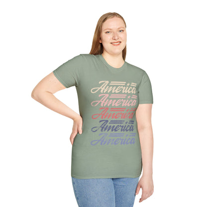 America Stacked Unisex Softstyle T-Shirt