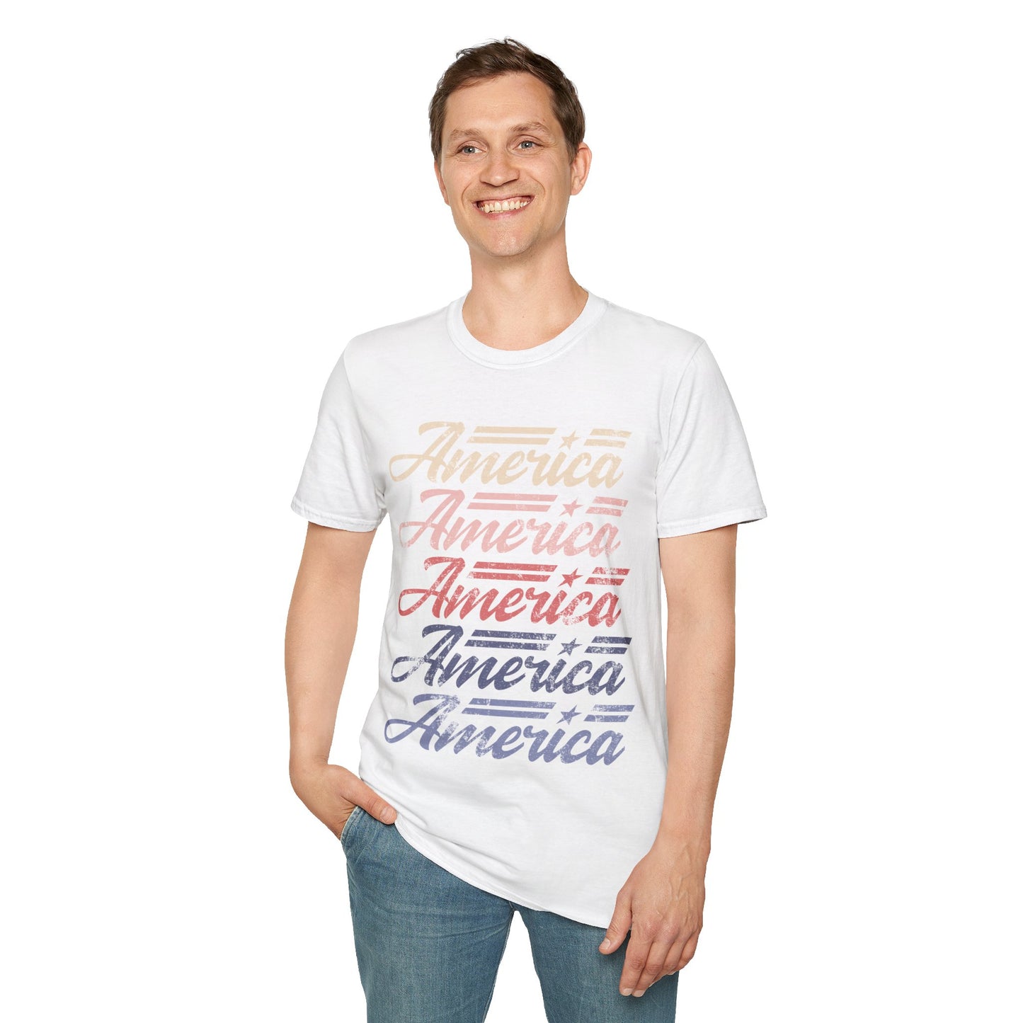 America Stacked Unisex Softstyle T-Shirt