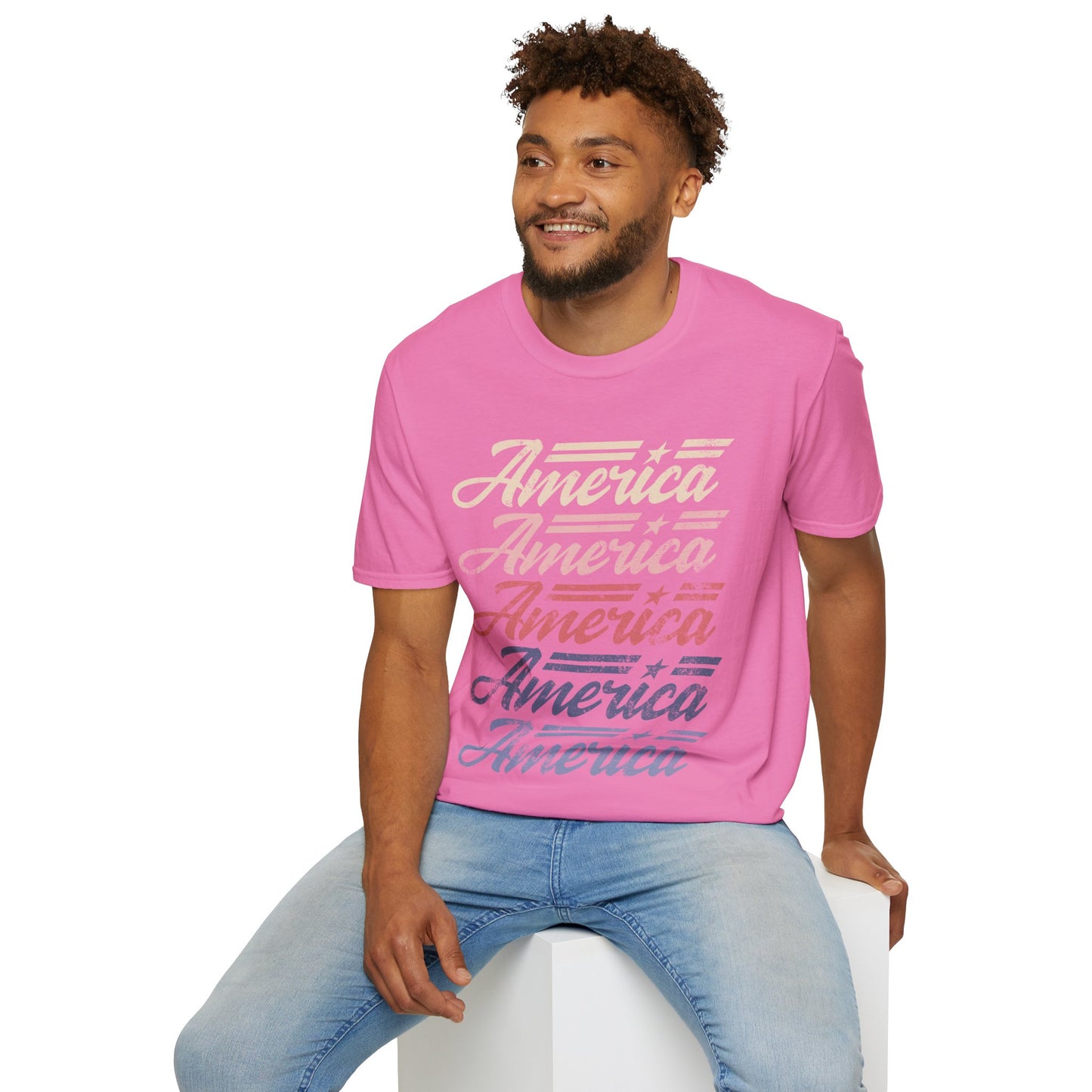 America Stacked Unisex Softstyle T-Shirt