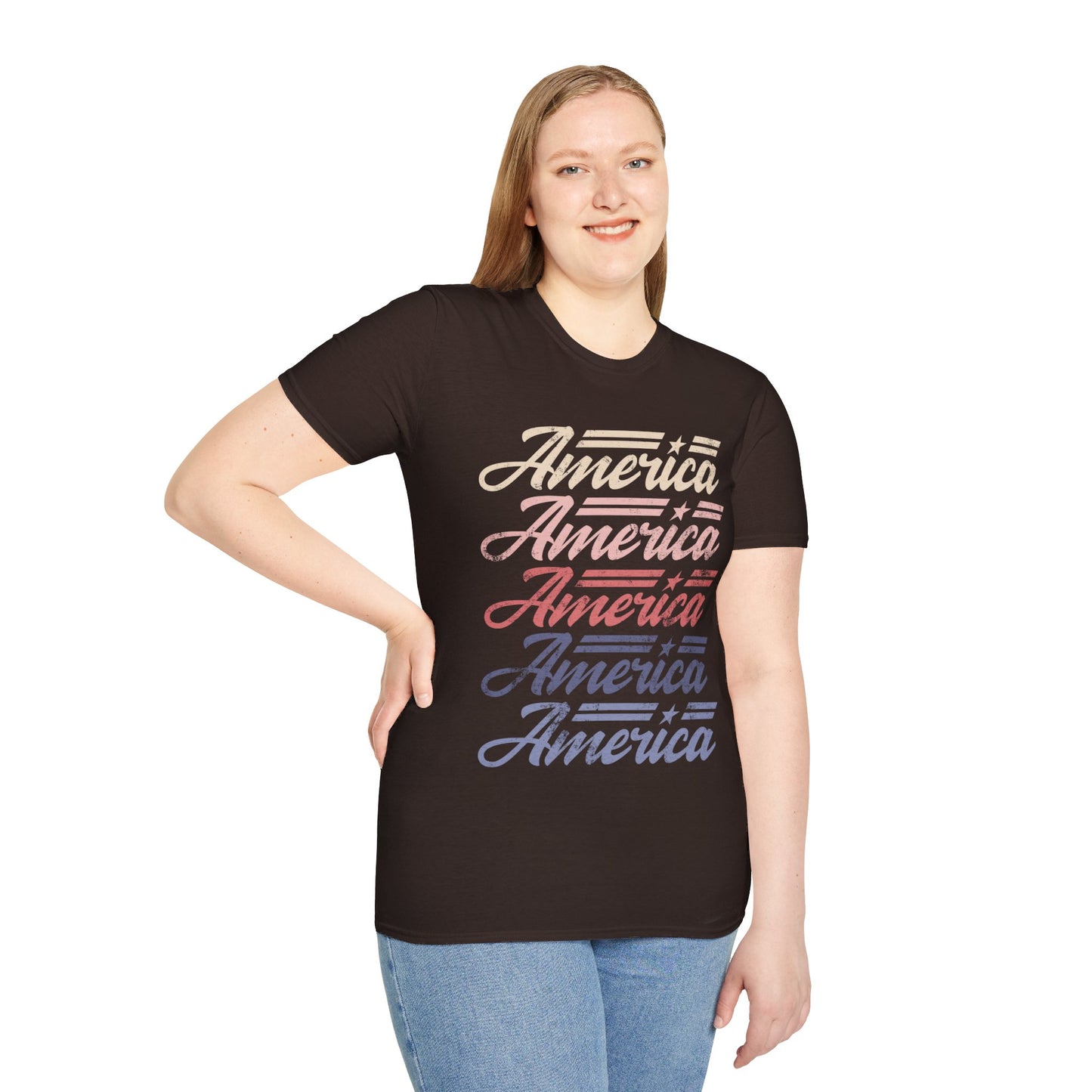 America Stacked Unisex Softstyle T-Shirt