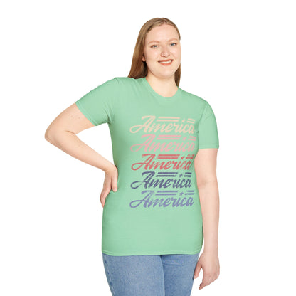 America Stacked Unisex Softstyle T-Shirt