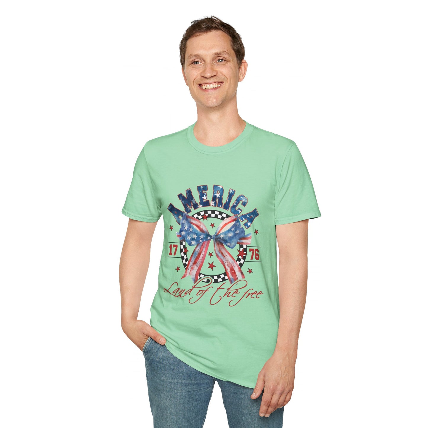 American Land of the Free Bow Unisex Softstyle T-Shirt