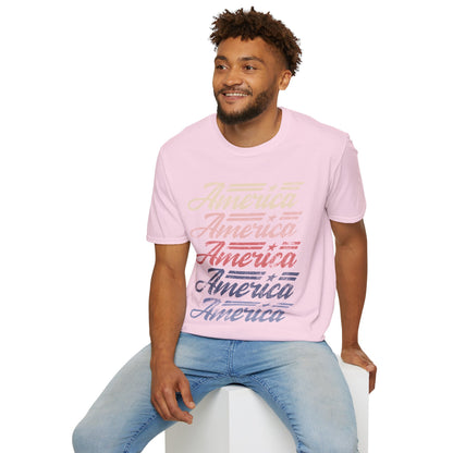 America Stacked Unisex Softstyle T-Shirt