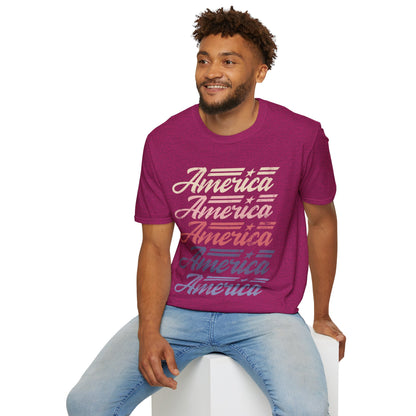 America Stacked Unisex Softstyle T-Shirt