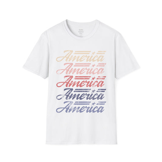 America Stacked Unisex Softstyle T-Shirt