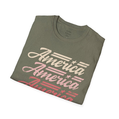 America Stacked Unisex Softstyle T-Shirt