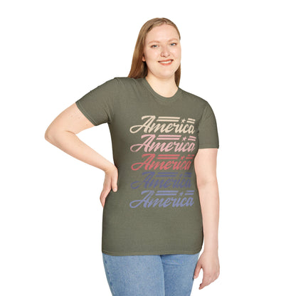 America Stacked Unisex Softstyle T-Shirt