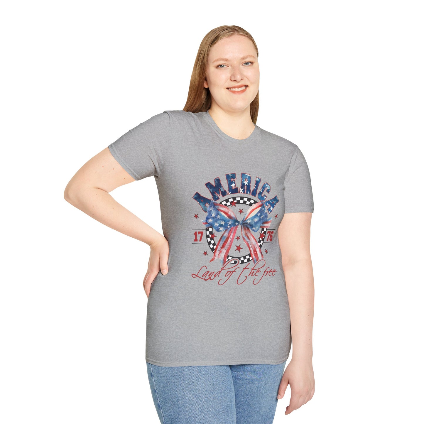 American Land of the Free Bow Unisex Softstyle T-Shirt