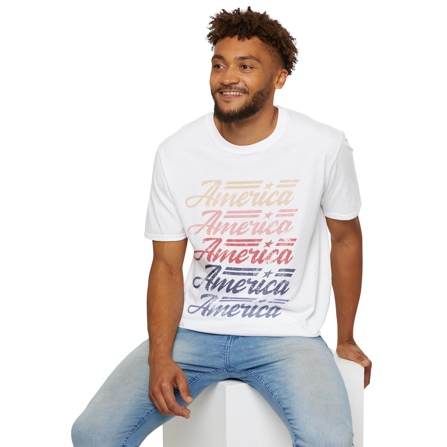 America Stacked Unisex Softstyle T-Shirt