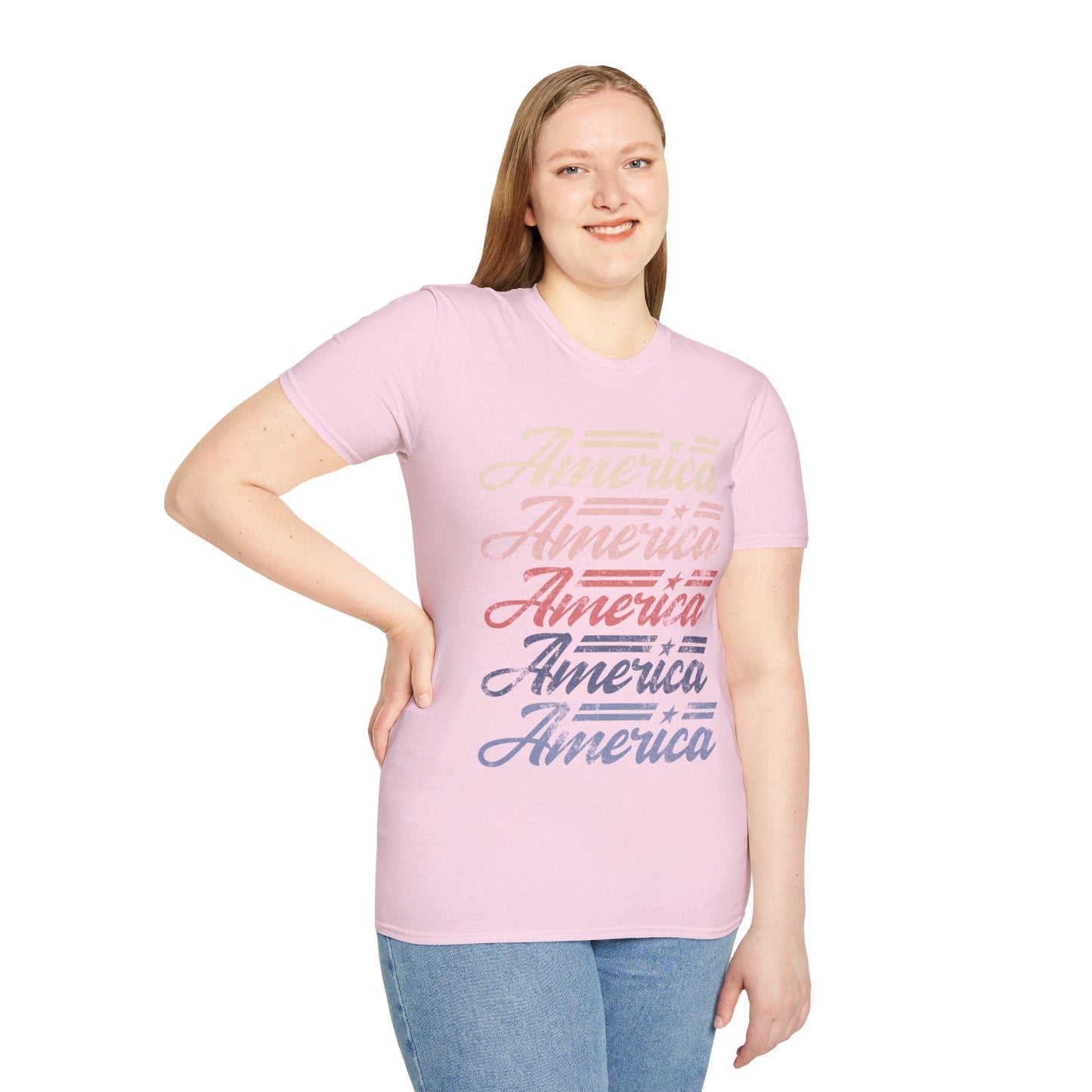 America Stacked Unisex Softstyle T-Shirt