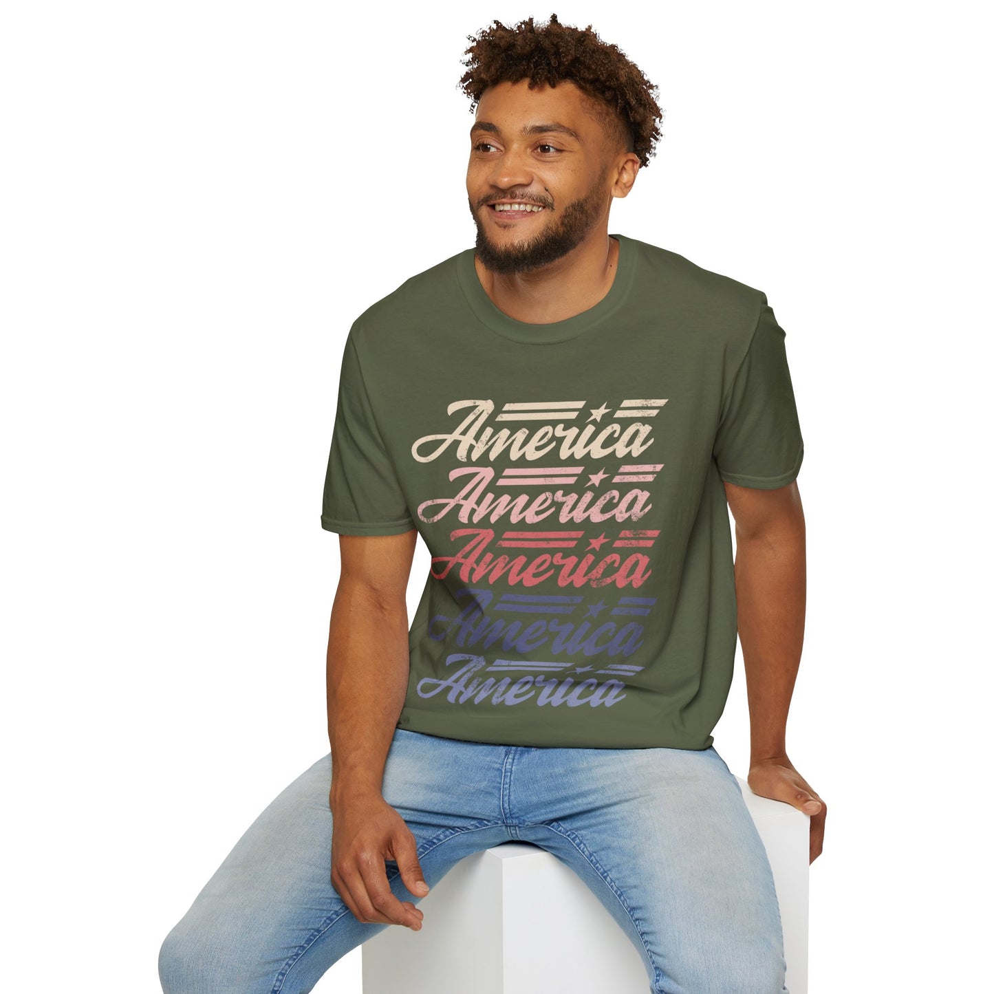 America Stacked Unisex Softstyle T-Shirt