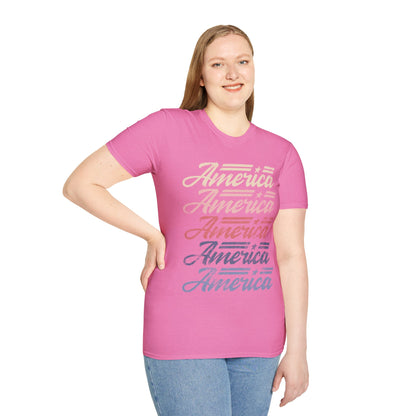 America Stacked Unisex Softstyle T-Shirt