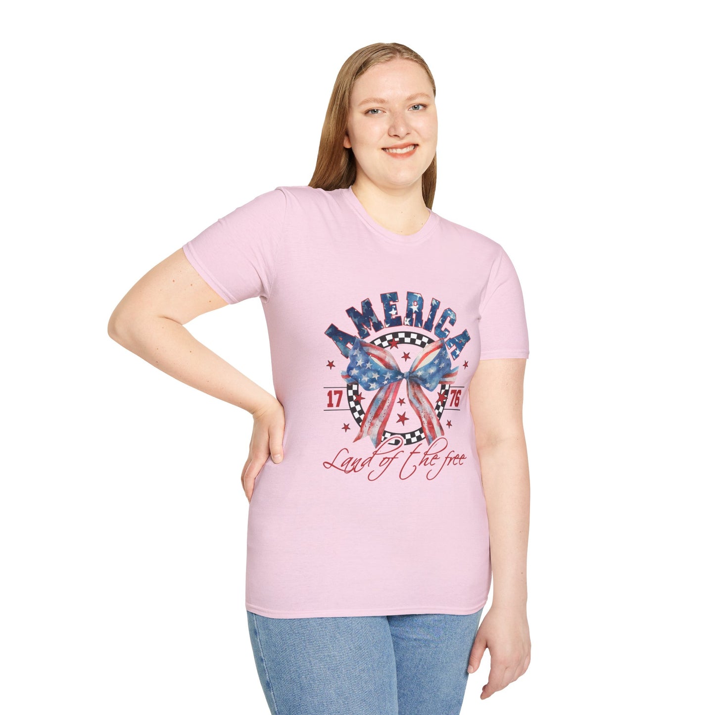 American Land of the Free Bow Unisex Softstyle T-Shirt