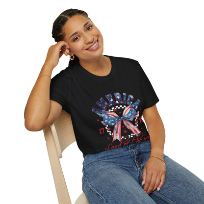 American Land of the Free Bow Unisex Softstyle T-Shirt