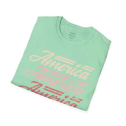 America Stacked Unisex Softstyle T-Shirt