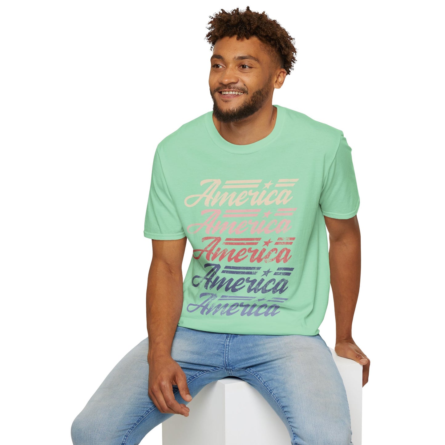 America Stacked Unisex Softstyle T-Shirt