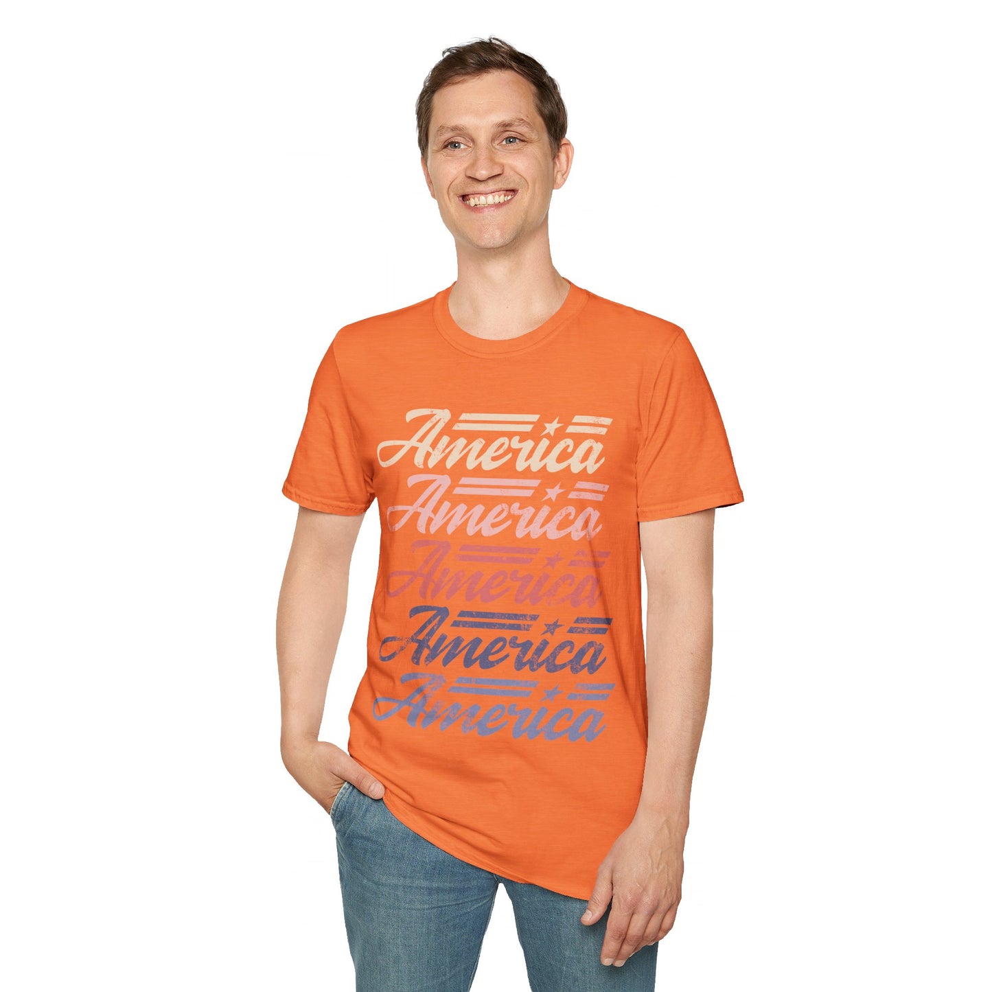 America Stacked Unisex Softstyle T-Shirt