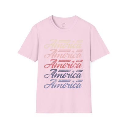 America Stacked Unisex Softstyle T-Shirt