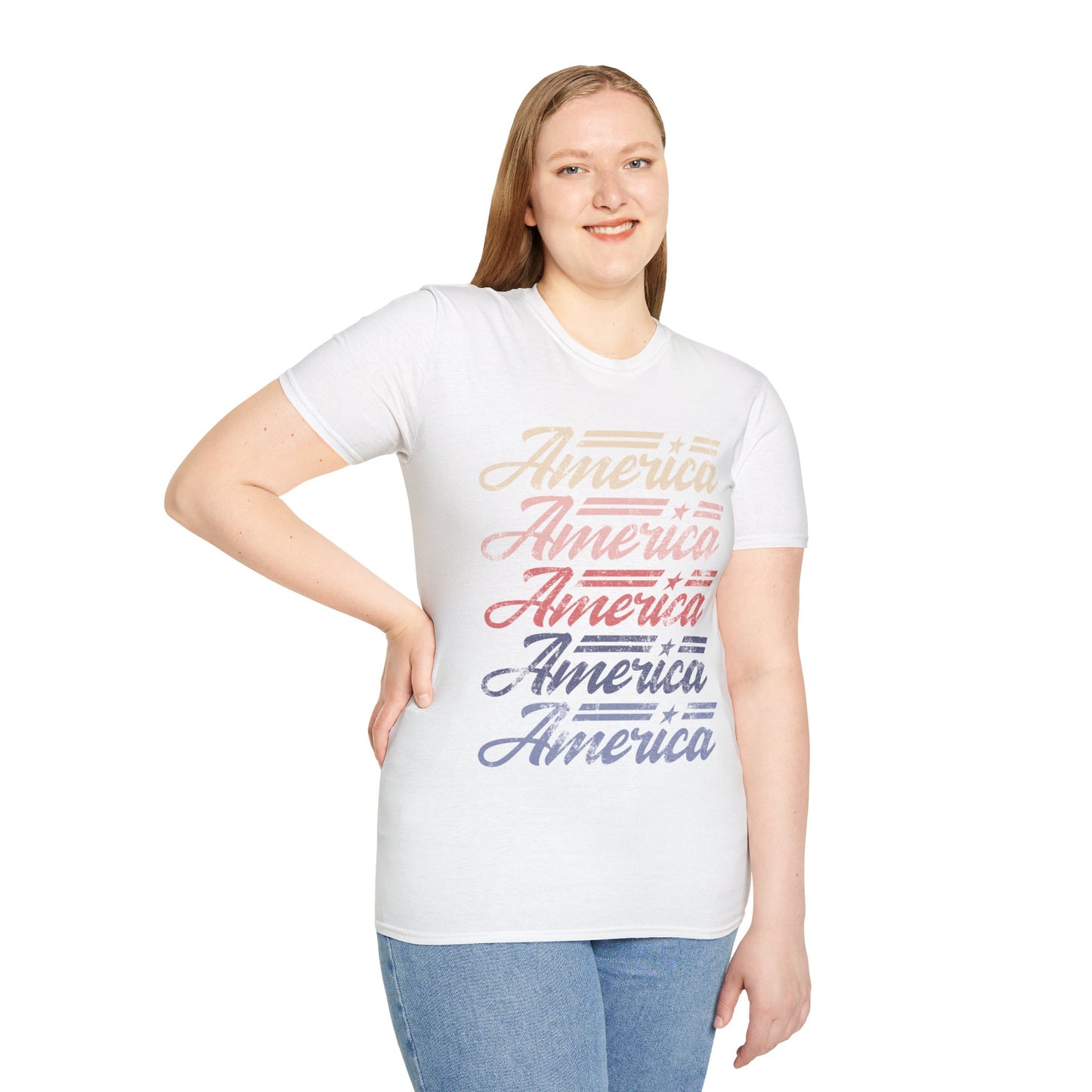 America Stacked Unisex Softstyle T-Shirt