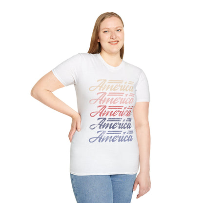 America Stacked Unisex Softstyle T-Shirt