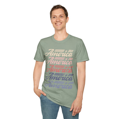 America Stacked Unisex Softstyle T-Shirt