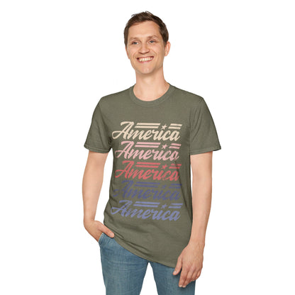 America Stacked Unisex Softstyle T-Shirt