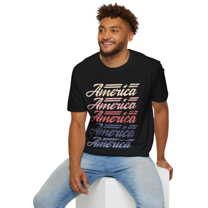 America Stacked Unisex Softstyle T-Shirt