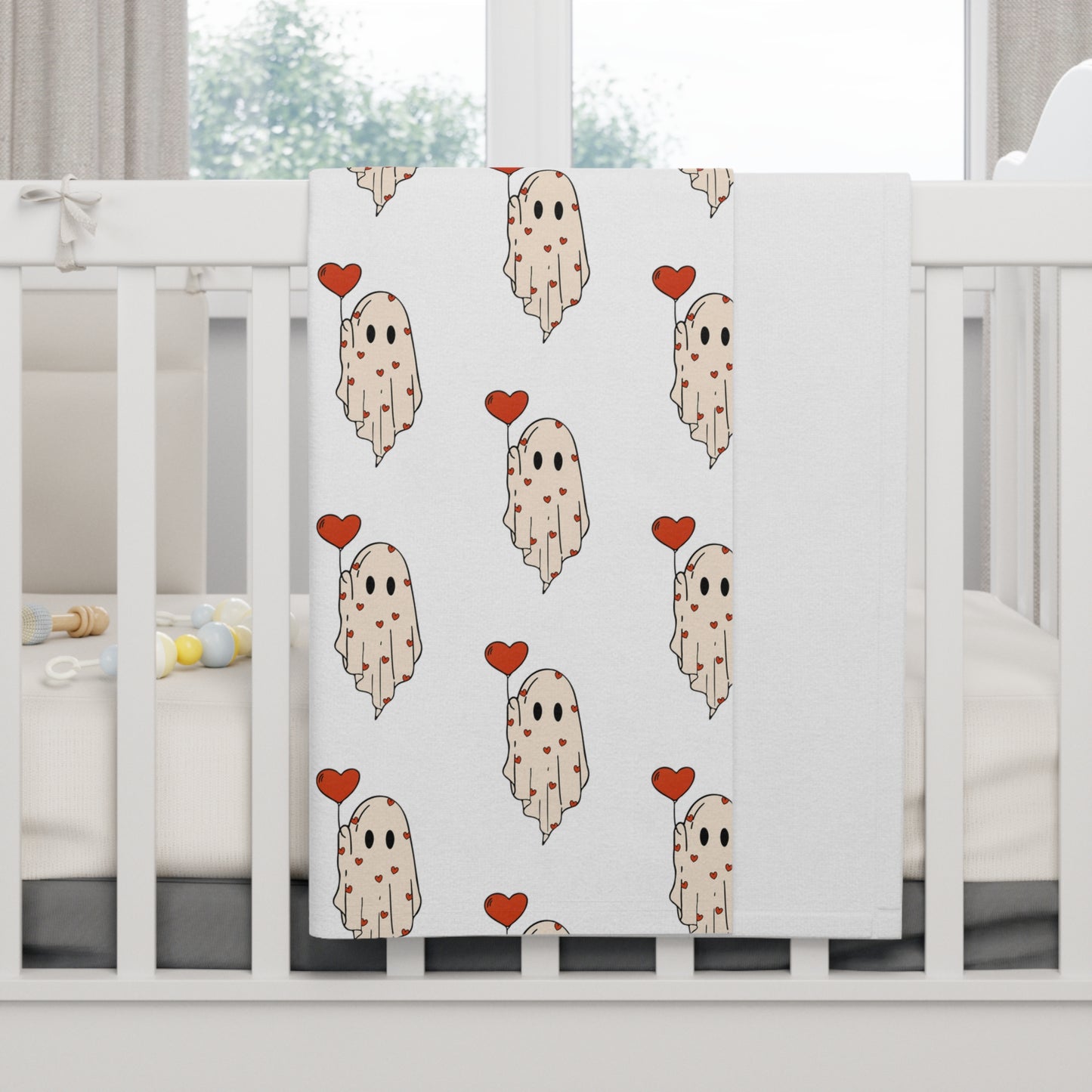 Ghost Hearts Soft Fleece Baby Blanket