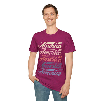 America Stacked Unisex Softstyle T-Shirt