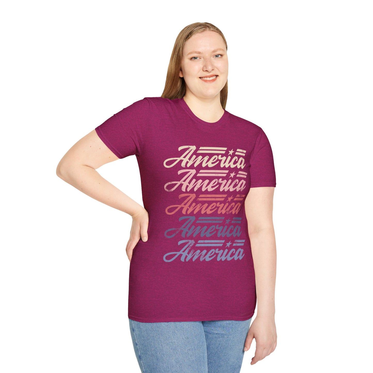 America Stacked Unisex Softstyle T-Shirt