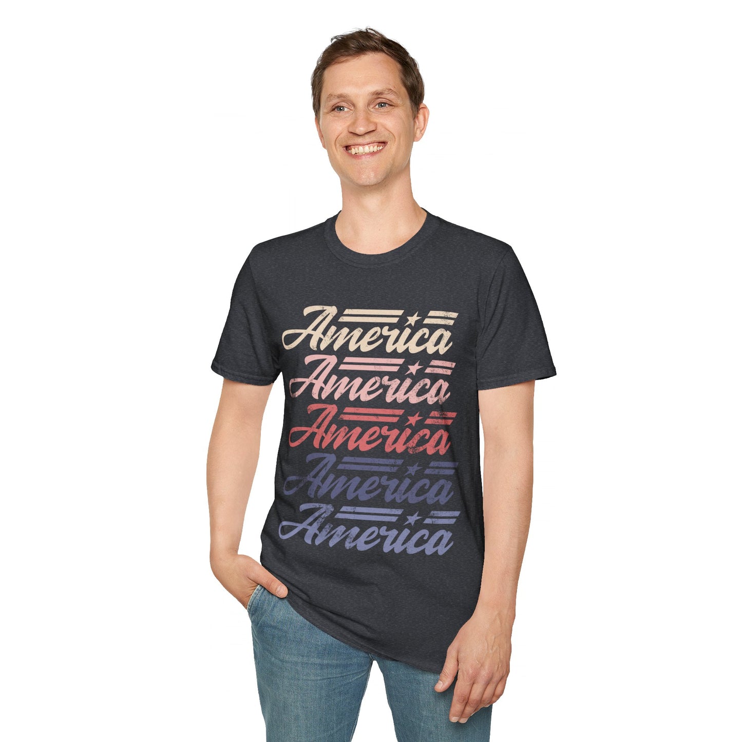 America Stacked Unisex Softstyle T-Shirt