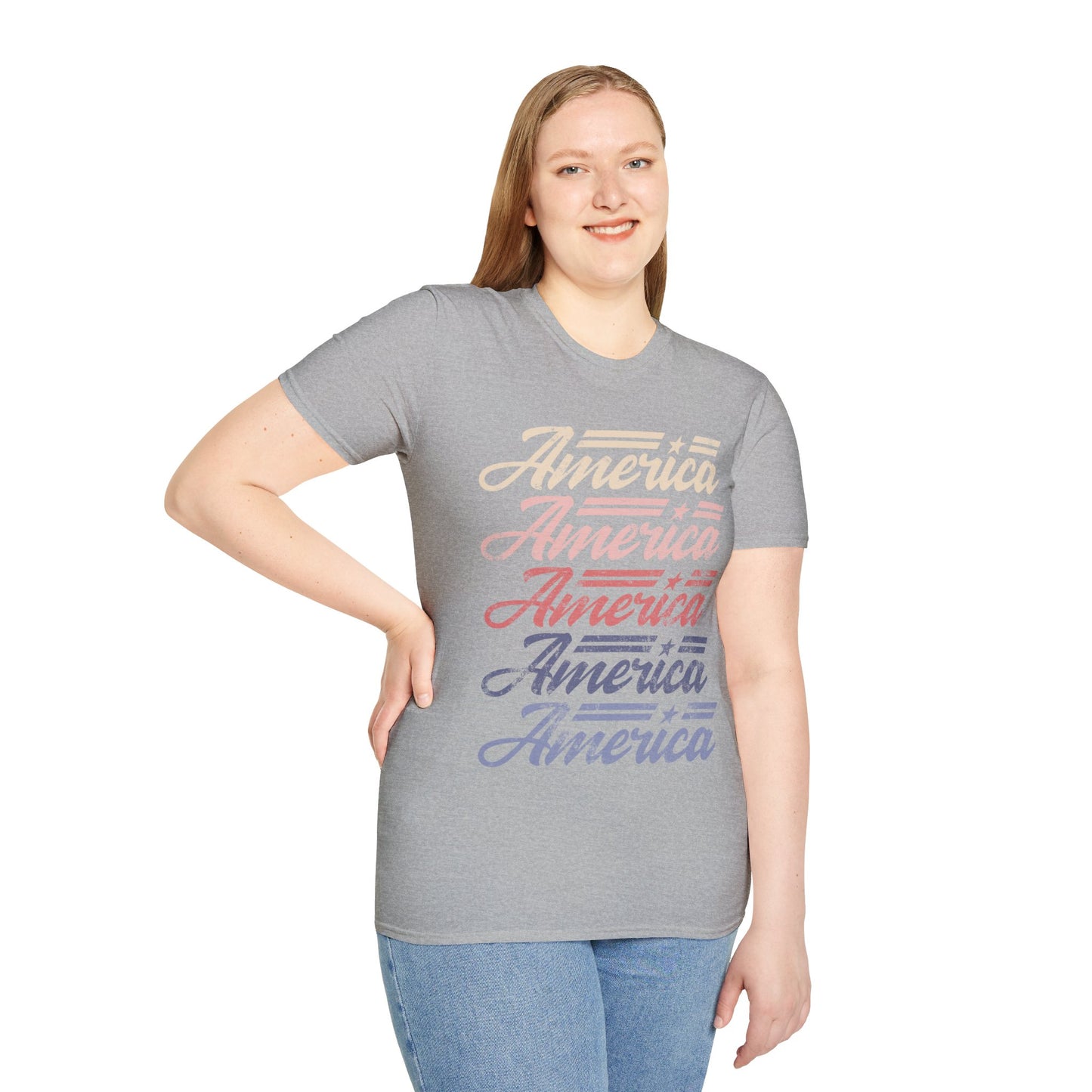 America Stacked Unisex Softstyle T-Shirt