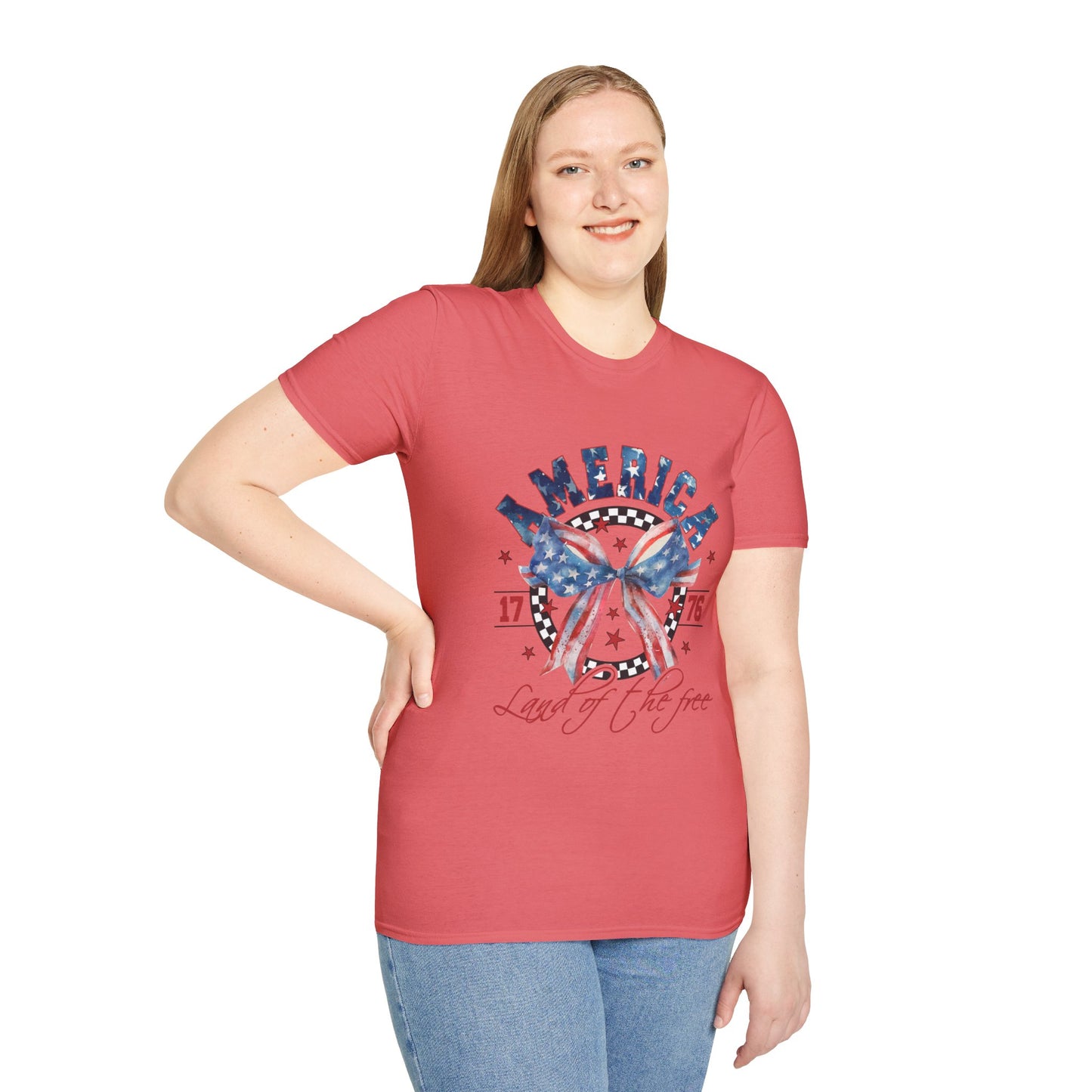 American Land of the Free Bow Unisex Softstyle T-Shirt